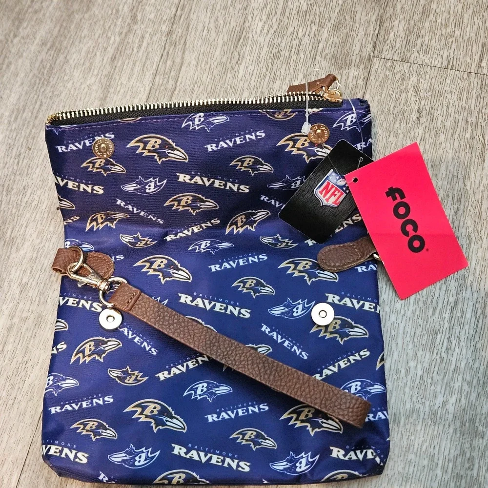 Baltimore Ravens printed fold-over nylon purse wristlet clutch by FOCO NWT